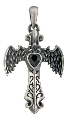 ANGEL WINGED CROSS PENDANT, C/60