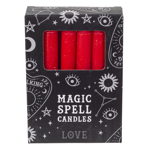 PACK OF 12 RED LOVE SPELL CANDLES C/96
