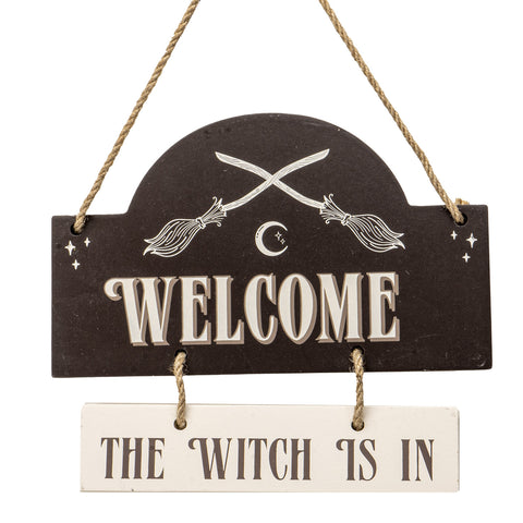 THE WITCH IS IN HANGING SIGN C/72