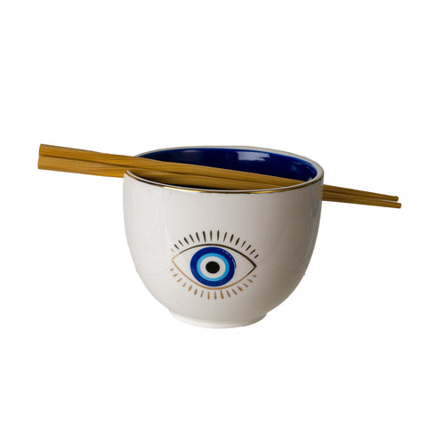 EVIL EYE BOWL WITH CHOPSTICKS C/24 MUST BUY 4