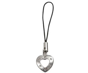 Heart with Crystals Mobile Strap
